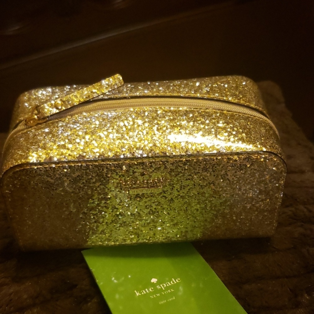 Kate Spade Gold Sparkle Makeup bag